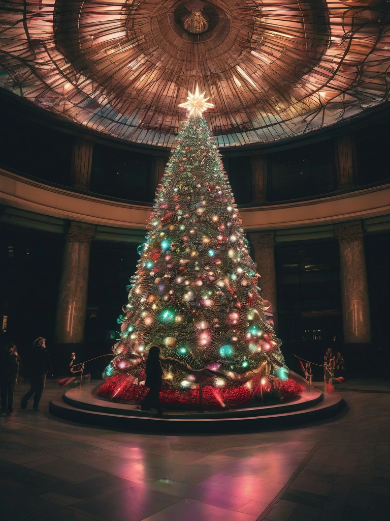 a large illuminated christmas tree photographic artistic fantasy by मुफ्त एआई छवि जनरेटर - बिना लॉगिन के✨ | AIGAZOU