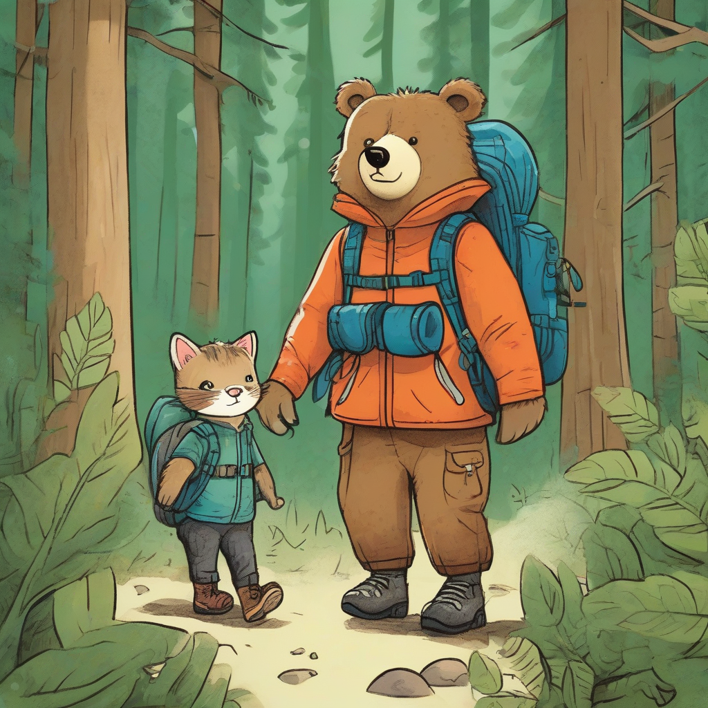 childrens illustration of bear and kitten by मुफ्त एआई छवि जनरेटर - बिना लॉगिन के✨ | AIGAZOU