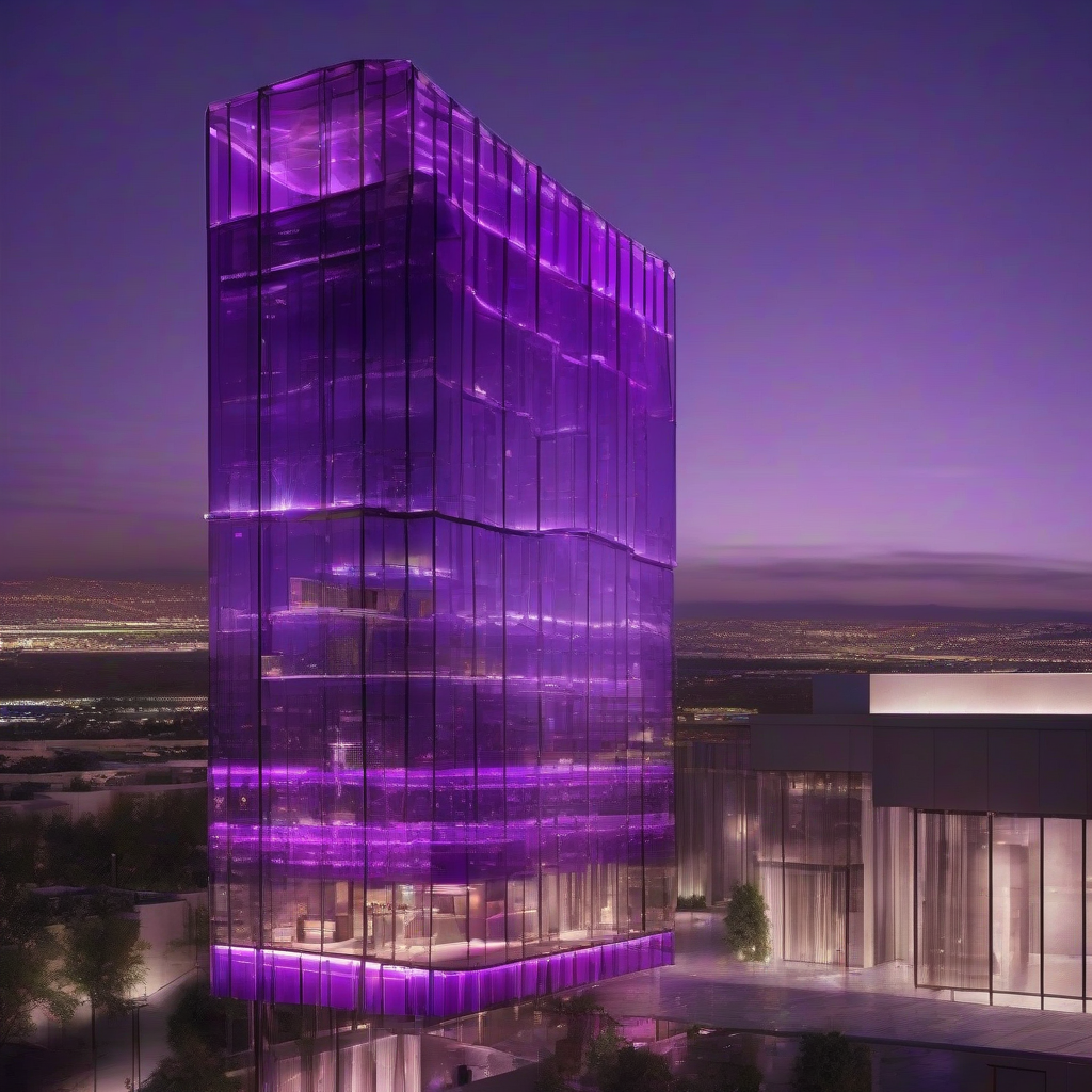 a luxury hotel with innovative glass facade and violet line lighting in las vegas by Générateur d'images par IA gratuit - Aucune connexion nécessaire✨ | AIGAZOU