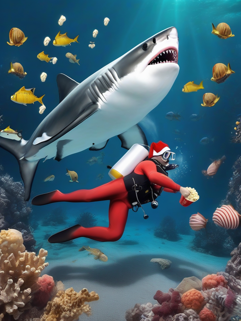 diver in santa claus costume near coral reef by मुफ्त एआई छवि जनरेटर - बिना लॉगिन के✨ | AIGAZOU