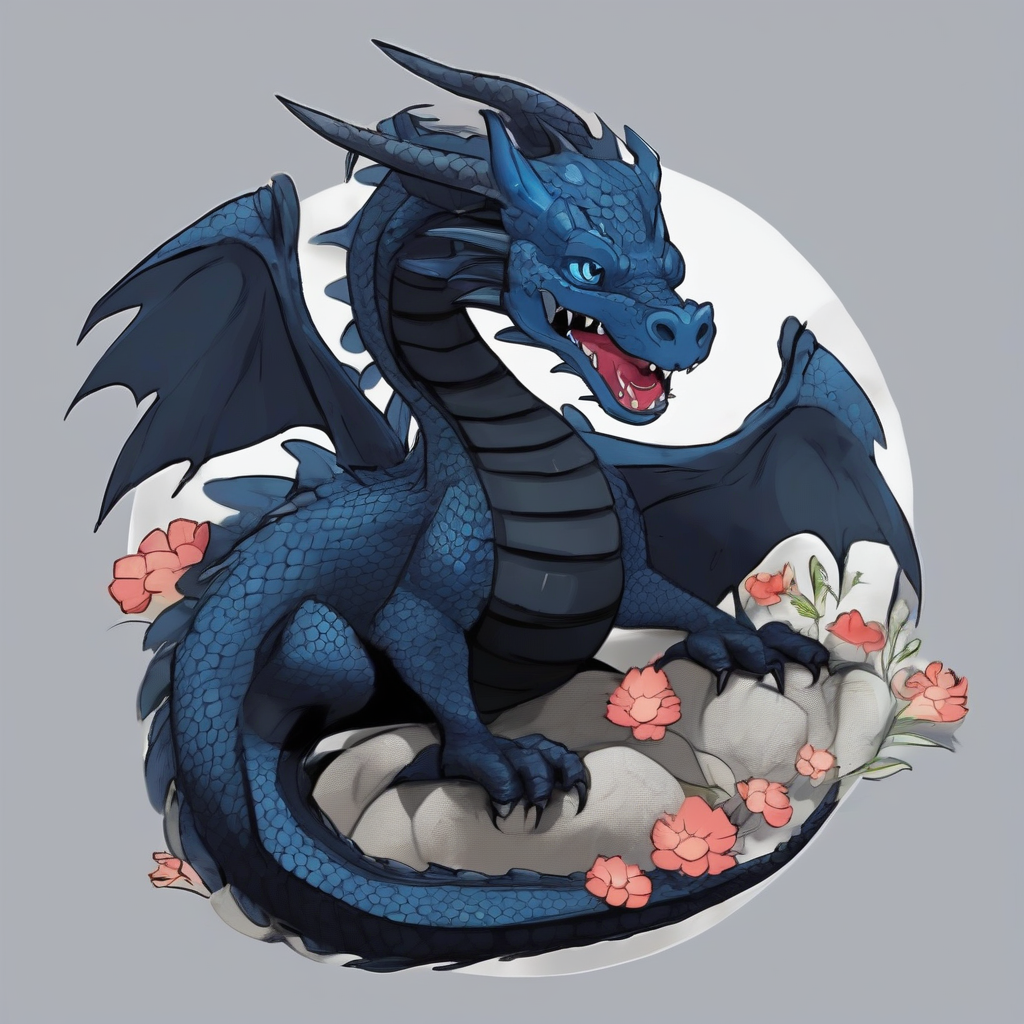 black dragon cute round face blue by Générateur d'images par IA gratuit - Aucune connexion nécessaire✨ | AIGAZOU