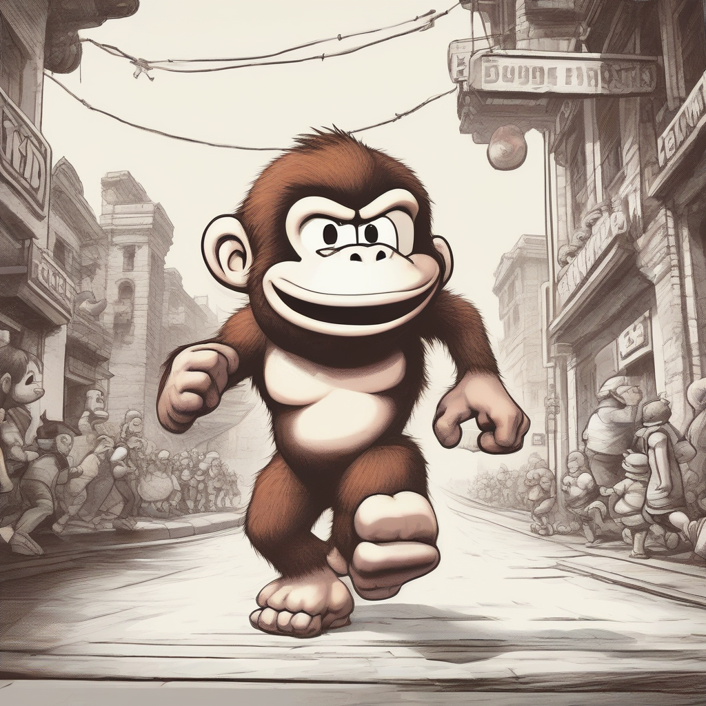 marathon running donkey kong child by मुफ्त एआई छवि जनरेटर - बिना लॉगिन के✨ | AIGAZOU