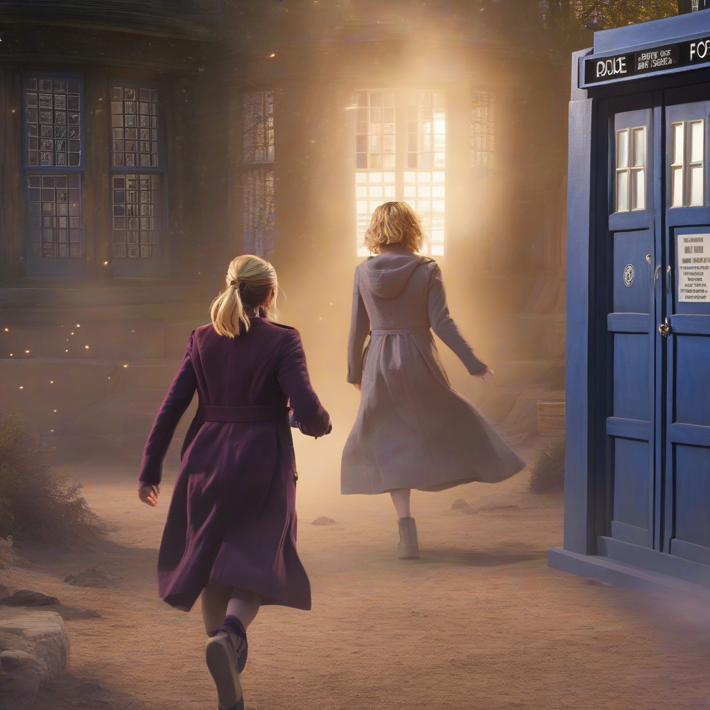 dr who thirteen jodie whittaker runs to tardis by मुफ्त एआई छवि जनरेटर - बिना लॉगिन के✨ | AIGAZOU