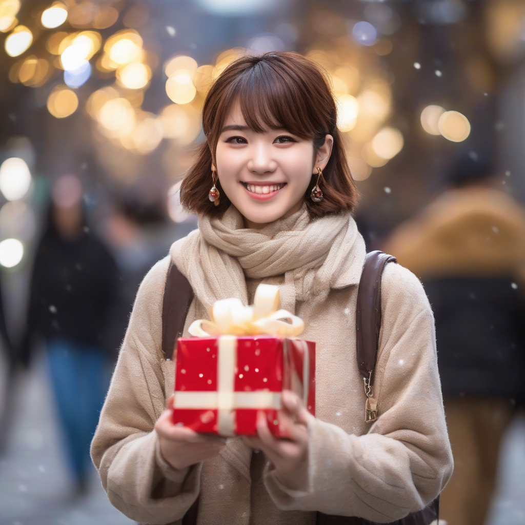 japanese college student with christmas lights by मुफ्त एआई छवि जनरेटर - बिना लॉगिन के✨ | AIGAZOU