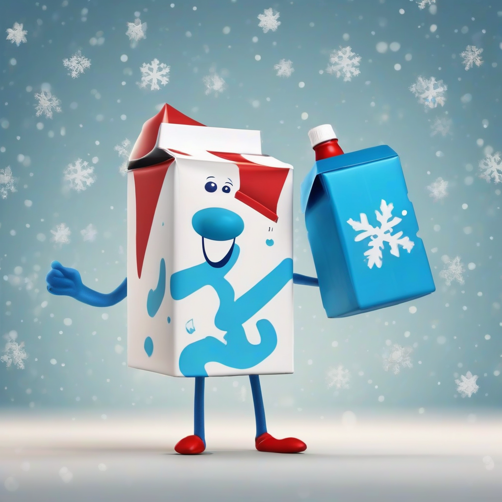 blue milk carton smiling giving money christmas background by Générateur d'images par IA gratuit - Aucune connexion nécessaire✨ | AIGAZOU