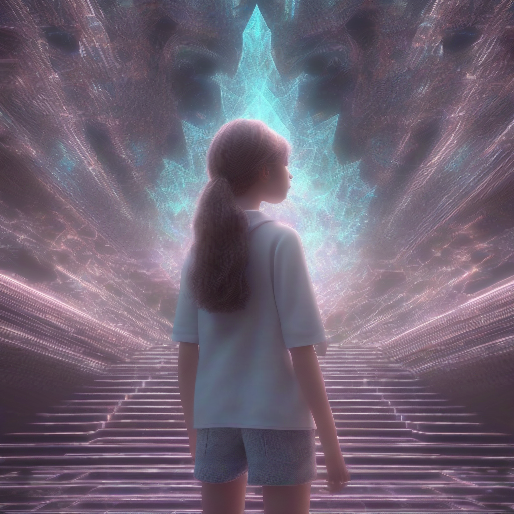 new adventure begins high school girl fractal noise hologram 3d fantasy by Générateur d'images par IA gratuit - Aucune connexion nécessaire✨ | AIGAZOU