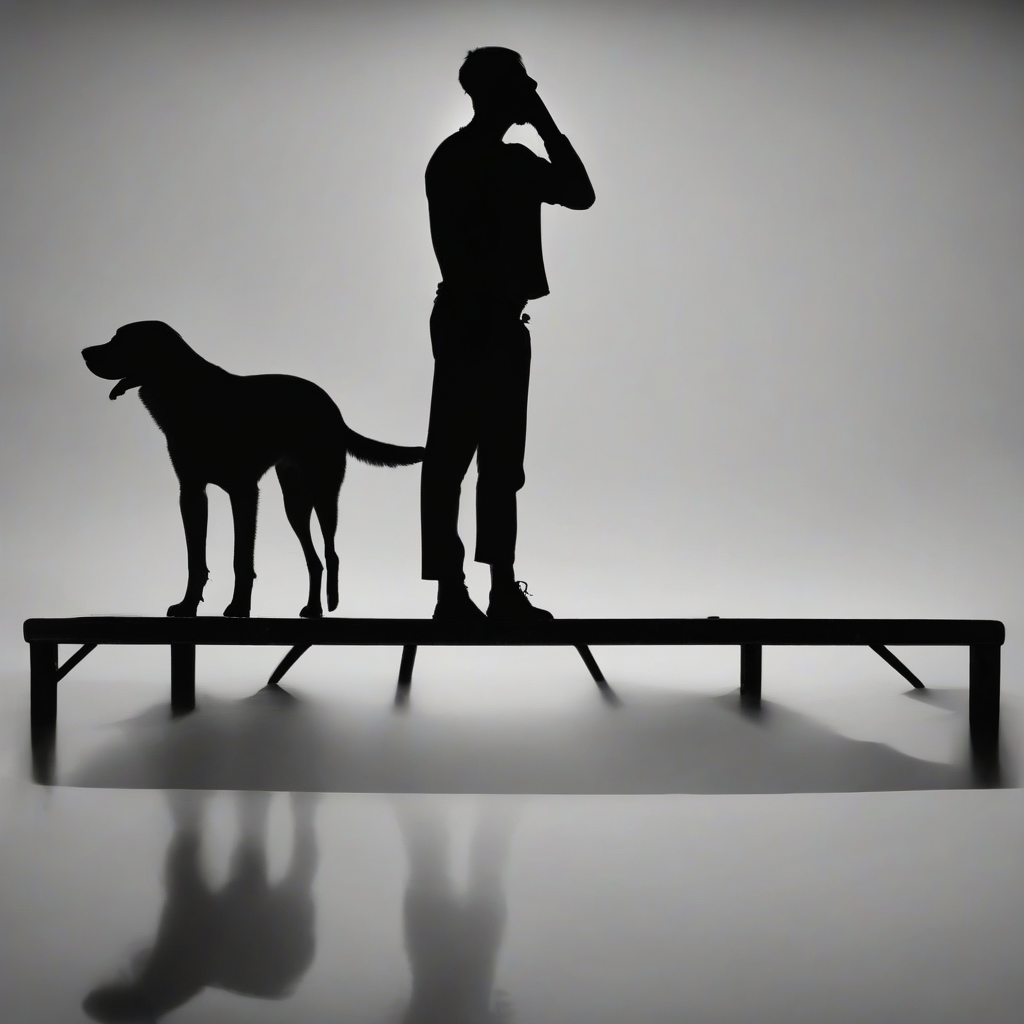 dog silhouette standing on platform by मुफ्त एआई छवि जनरेटर - बिना लॉगिन के✨ | AIGAZOU