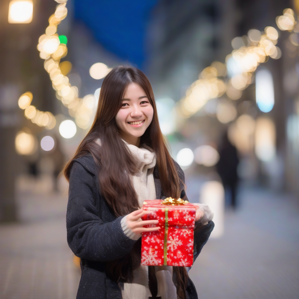 christmas illumination 21 year old female college student by मुफ्त एआई छवि जनरेटर - बिना लॉगिन के✨ | AIGAZOU