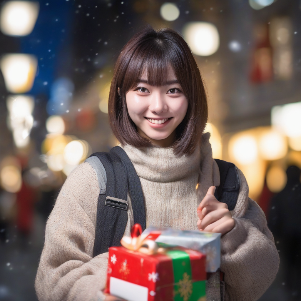 christmas illuminations 21 year old japanese university student by मुफ्त एआई छवि जनरेटर - बिना लॉगिन के✨ | AIGAZOU