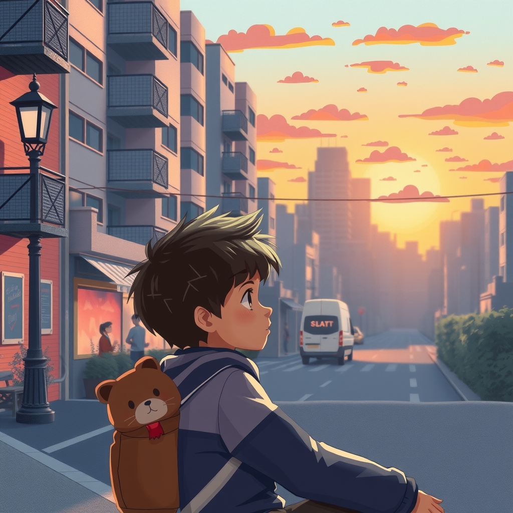 a child with evening cityscape aesthetic by Générateur d'images par IA gratuit - Aucune connexion nécessaire✨ | AIGAZOU