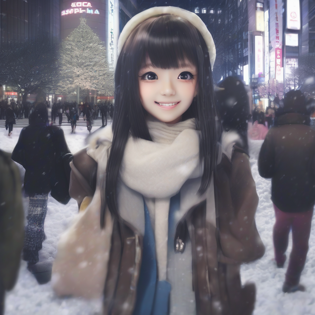 a girl waits for a boy at shibuya crossing on christmas night by मुफ्त एआई छवि जनरेटर - बिना लॉगिन के✨ | AIGAZOU