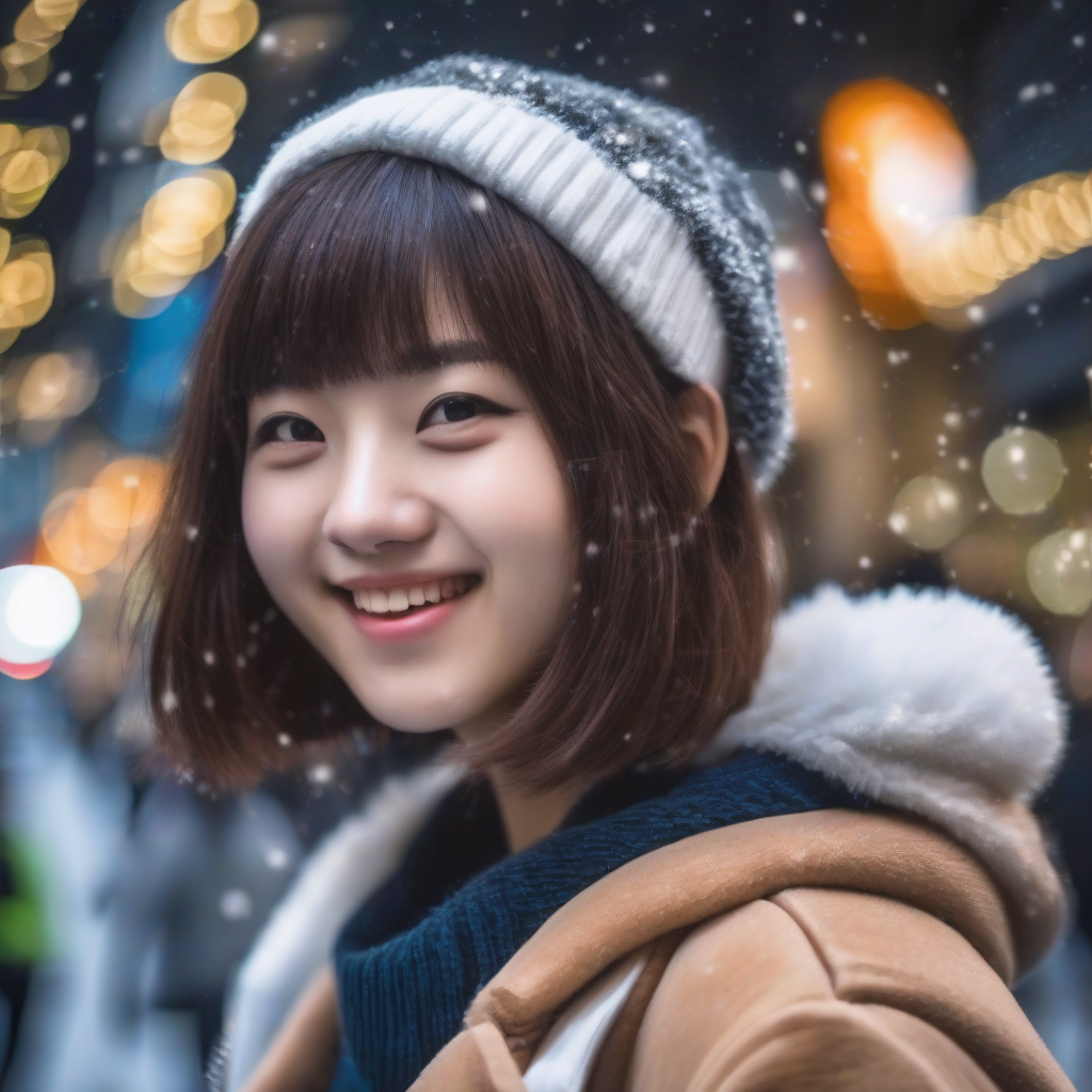 christmas illumination 21 year old female college student by 免费AI图像生成工具 | AIGAZOU