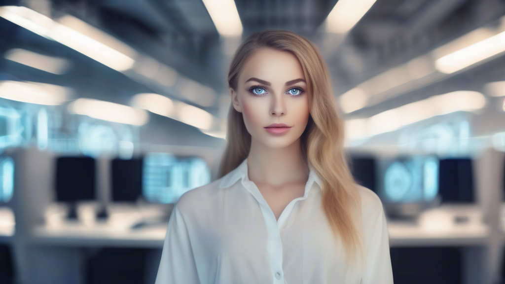 artificial intelligence woman beautiful clear eyes computers background by Free AI Image Generator & Maker - No login required✨ | AIGAZOU