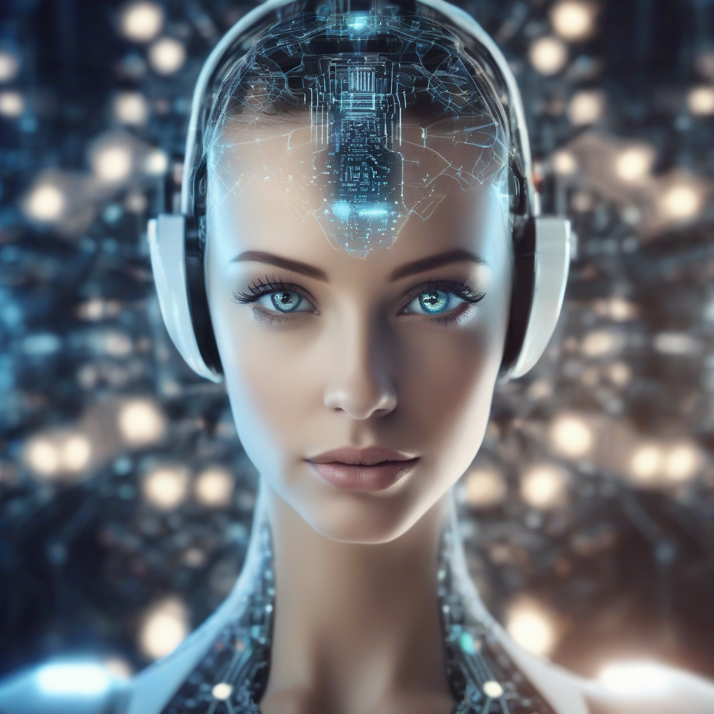 artificial intelligence woman beautiful clear eyes computers background by Free AI Image Generator & Maker - No login required✨ | AIGAZOU