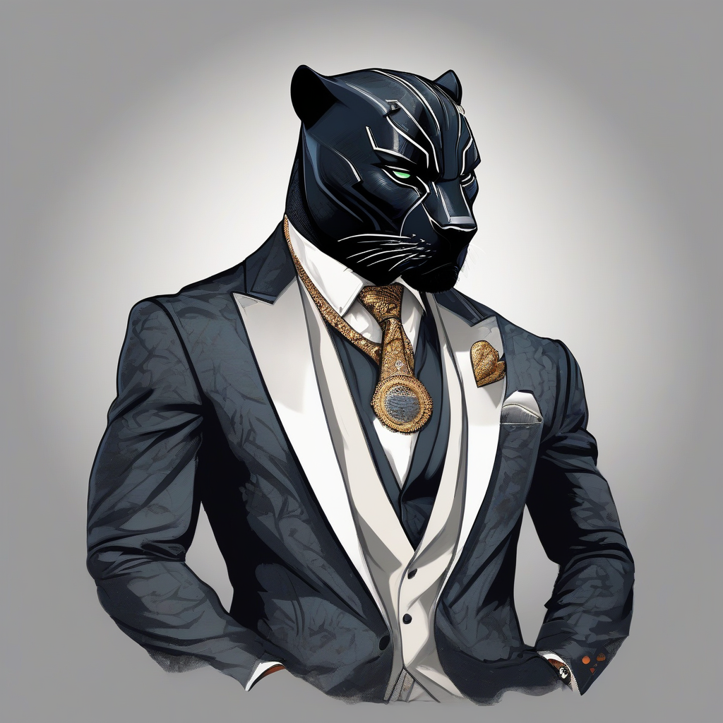 cool black panther in three piece suit white background by Free AI Image Generator & Maker - No login required✨ | AIGAZOU