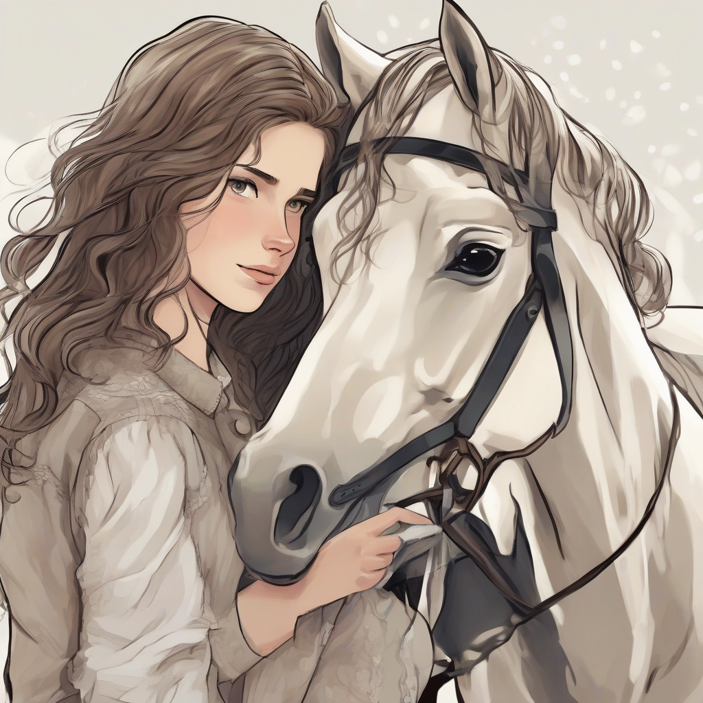 girl horse heart wavy brown hair eyes stub nose shoulder length pale thin white black by Free AI Image Generator & Maker - No login required✨ | AIGAZOU