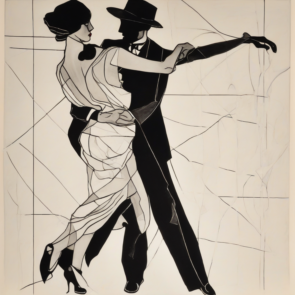 tango dancing beautiful woman black white schiele art deco kandinsky by Free AI Image Generator & Maker - No login required✨ | AIGAZOU