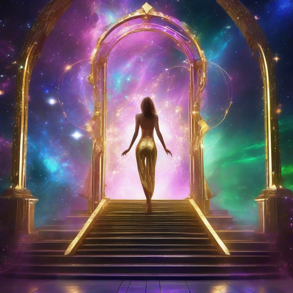 sexy dancing in galaxy with back turned in luminous haloed gate by أداة مجانية لإنشاء الصور بالذكاء الاصطناعي - إنشاء الصور بدون تسجيل الدخول | AIGAZOU