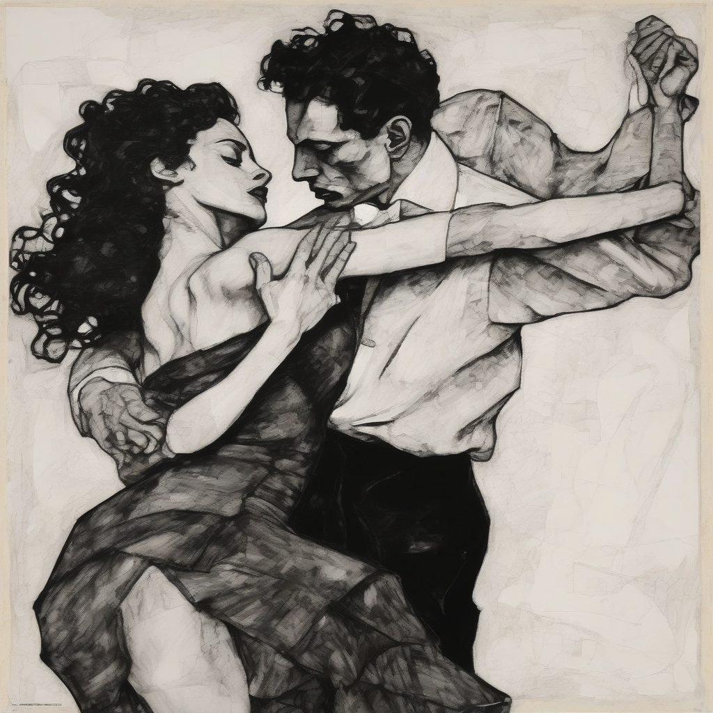 tango dancing beautiful woman black white schiele art decoration by Free AI Image Generator & Maker - No login required✨ | AIGAZOU
