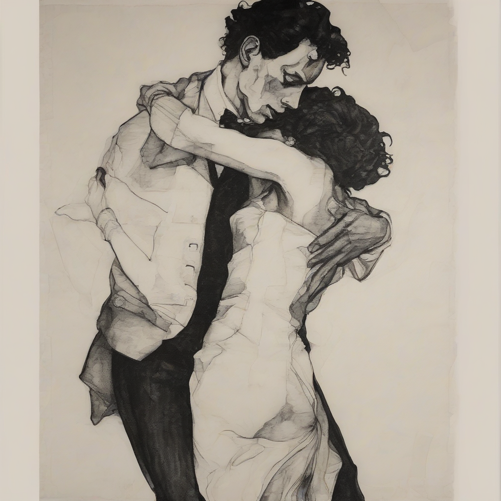 tango dancing beautiful woman black white schiele art decoration by Free AI Image Generator & Maker - No login required✨ | AIGAZOU