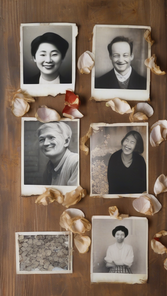 faded photo old table two people smiling torn aged nostalgia by Free AI Image Generator & Maker - No login required✨ | AIGAZOU