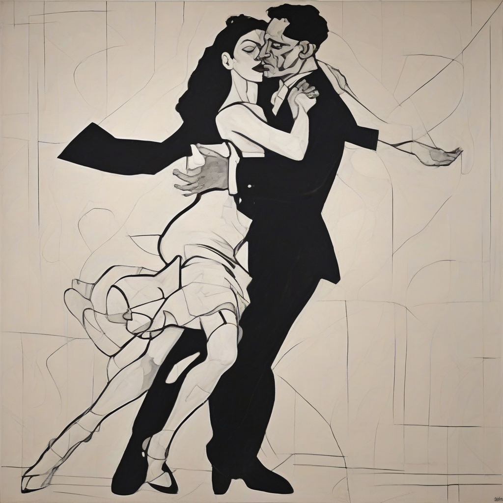 tango dancing beautiful woman black white schiele art deco picasso by Free AI Image Generator & Maker - No login required✨ | AIGAZOU