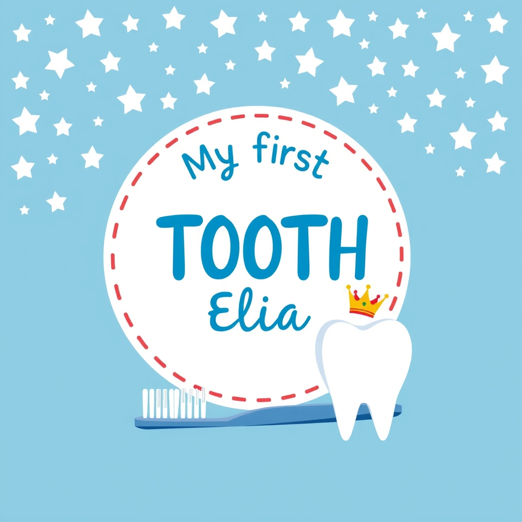 blue background white stars circle tooth elia toothbrush by Free AI Image Generator & Maker - No login required✨ | AIGAZOU