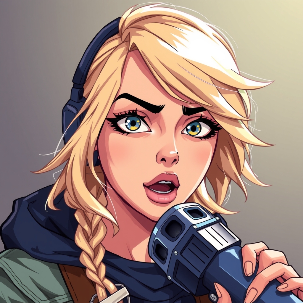 dynamic animation of 27 year old blonde woman blue eyed serious rapper by Free AI Image Generator & Maker - No login required✨ | AIGAZOU