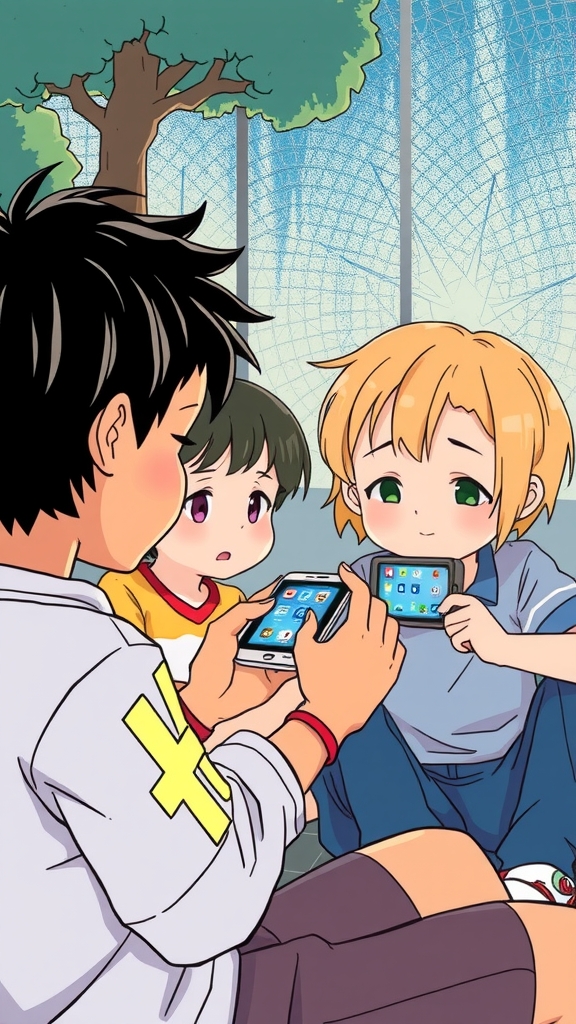 children busy with phones by Free AI Image Generator & Maker - No login required✨ | AIGAZOU