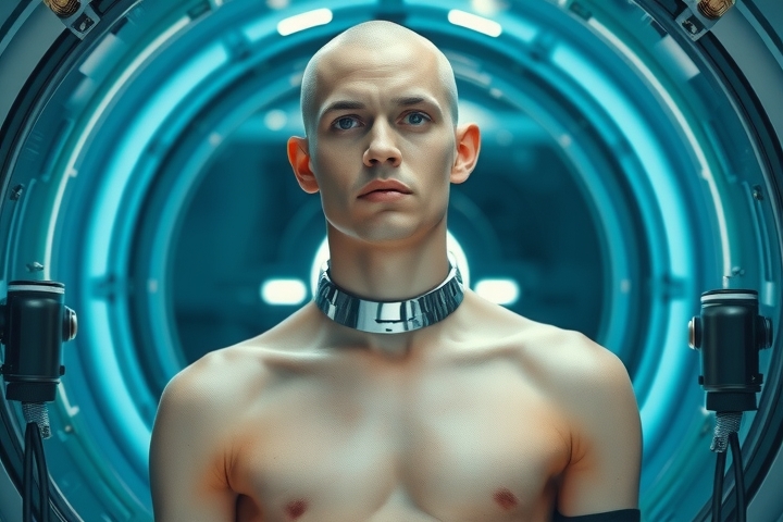 androgynous person in latex futuristic setting by Free AI Image Generator & Maker - No login required✨ | AIGAZOU