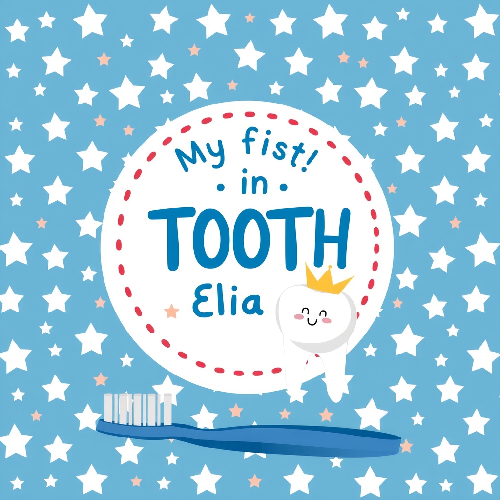 blue background white stars circle text tooth elia crown toothbrush by Free AI Image Generator & Maker - No login required✨ | AIGAZOU