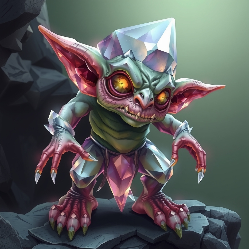 an ugly goblin covered in crystal by Free AI Image Generator & Maker - No login required✨ | AIGAZOU