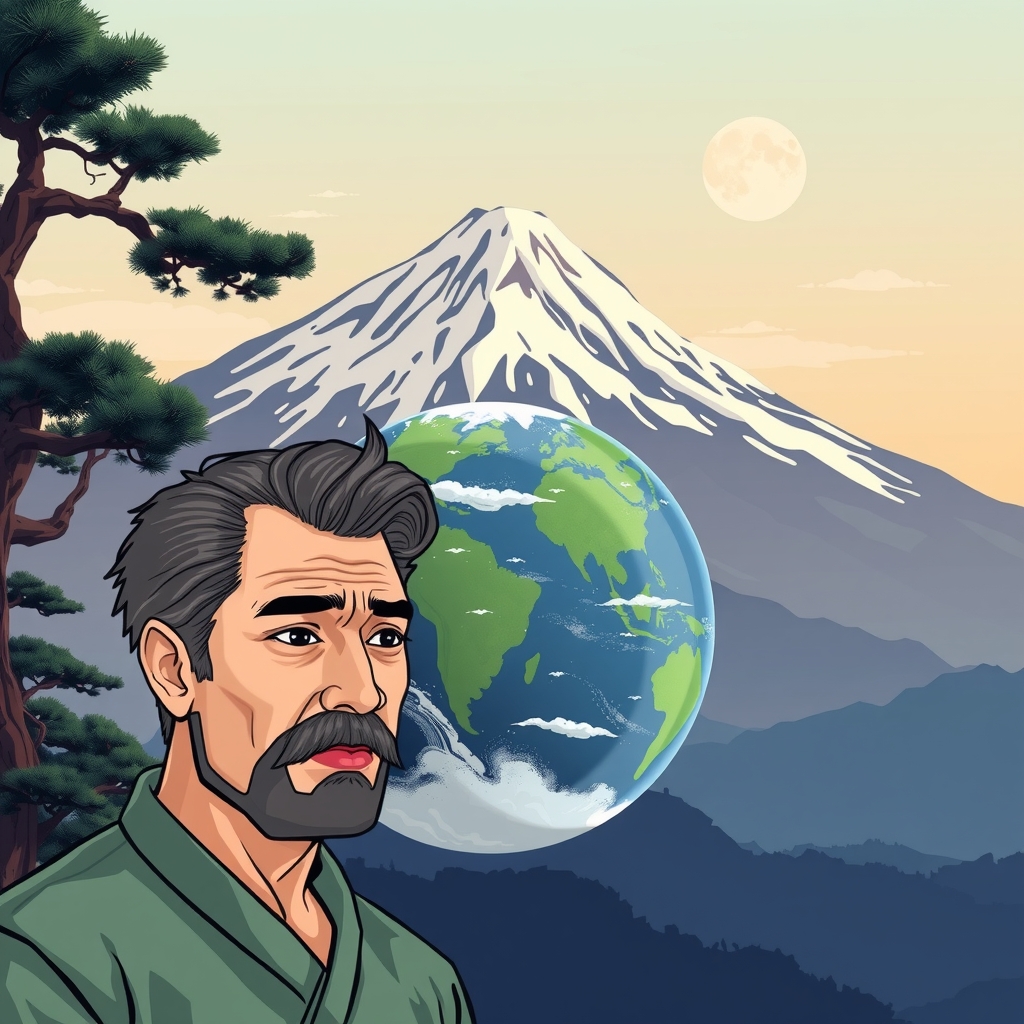 mount fuji earth and white people by Free AI Image Generator & Maker - No login required✨ | AIGAZOU