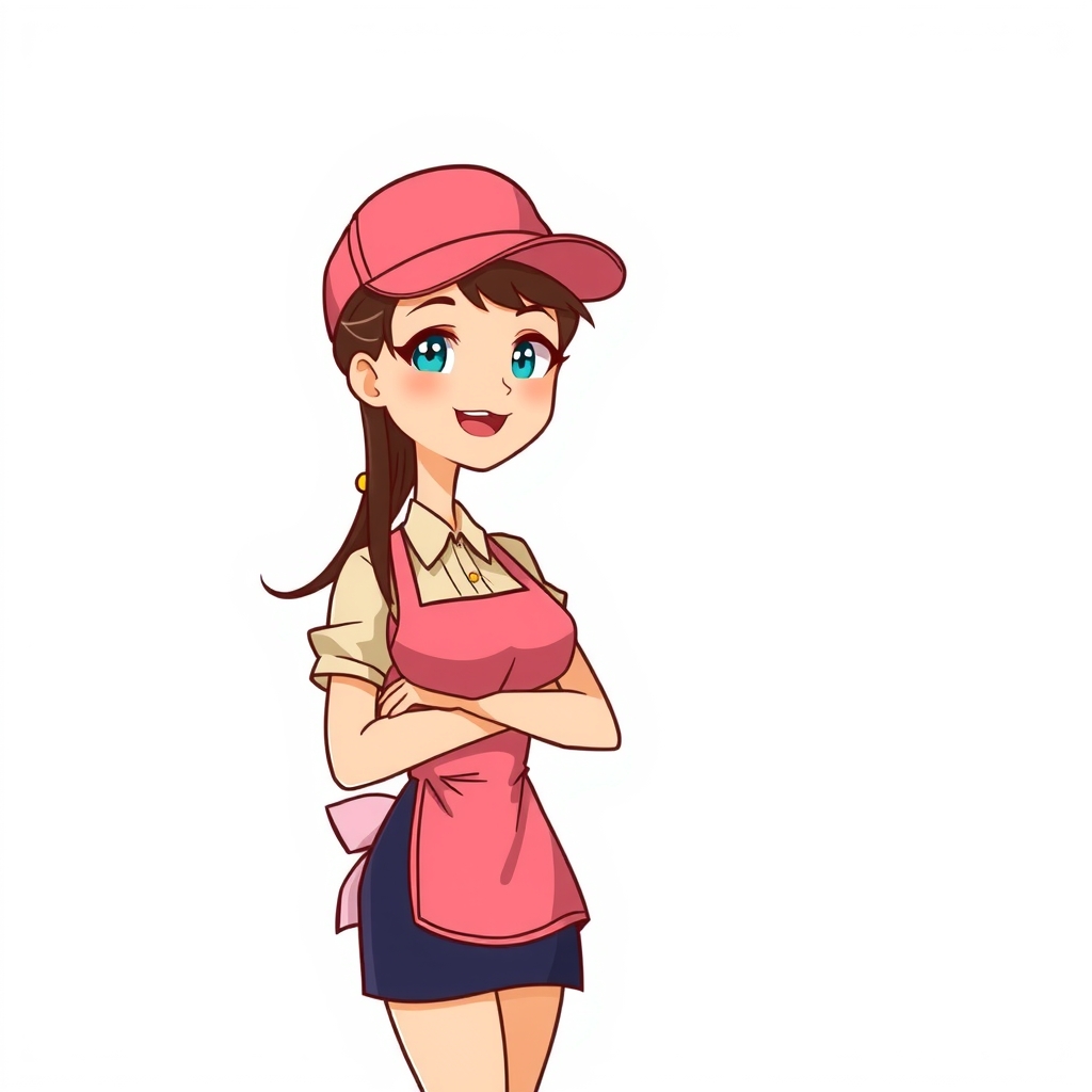mg style cartoon restaurant waitress girl head hands feet by Free AI Image Generator & Maker - No login required✨ | AIGAZOU