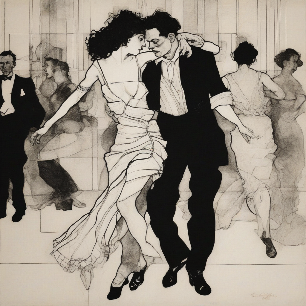 tango dancing beautiful woman black white schiele art deco by Free AI Image Generator & Maker - No login required✨ | AIGAZOU