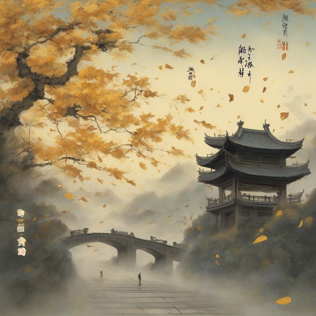 yellow leaves few cicadas ink clouds distant road lights old friends stars by Free AI Image Generator & Maker - No login required✨ | AIGAZOU