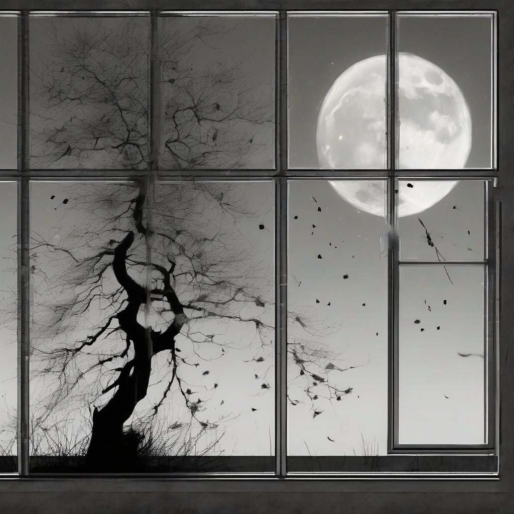sleepless night cold moon locked window by Free AI Image Generator & Maker - No login required✨ | AIGAZOU