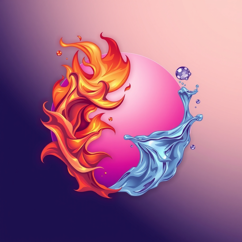 fire and water merge into pink violet ball by Free AI Image Generator & Maker - No login required✨ | AIGAZOU