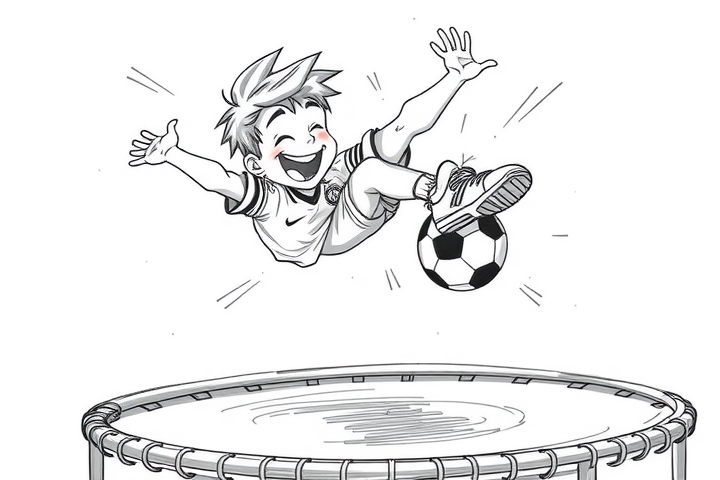 happy german boy doing somersault on trampoline in bayern munich shirt by Free AI Image Generator & Maker - No login required✨ | AIGAZOU