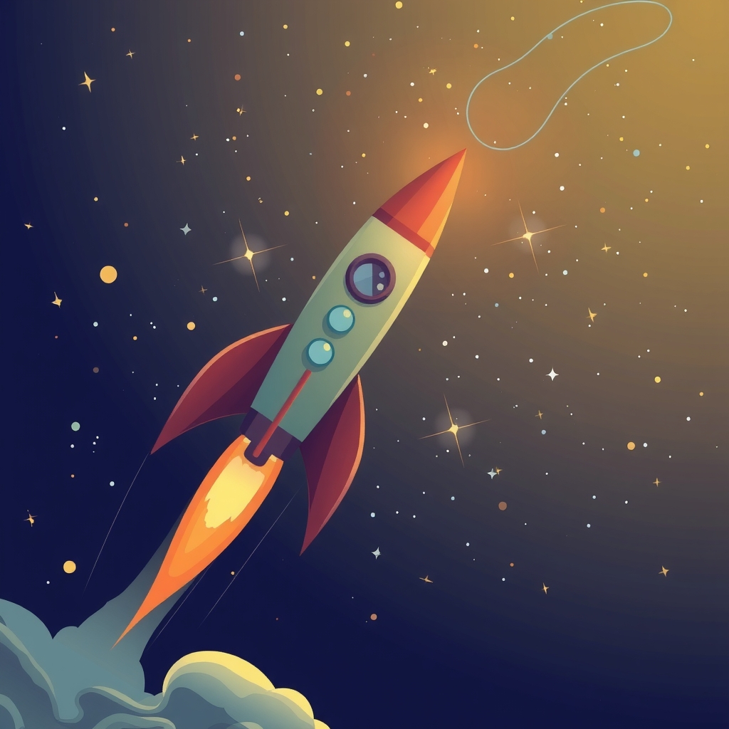 a rocket is launched into the night sky by Free AI Image Generator & Maker - No login required✨ | AIGAZOU