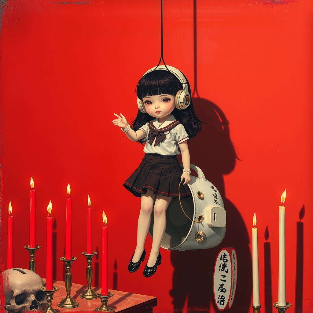 andy wahol girl school suit red candles yves tanguy doll japanese oil painting fashion illustration hans bellmer max ernst dali by Free AI Image Generator & Maker - No login required✨ | AIGAZOU