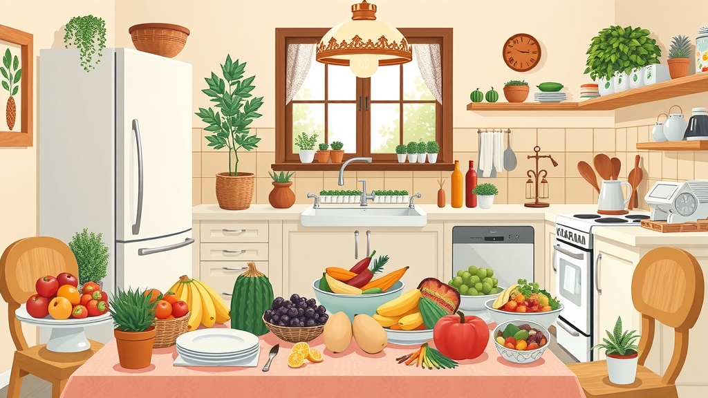 kitchen table set with food fruit window by Free AI Image Generator & Maker - No login required✨ | AIGAZOU