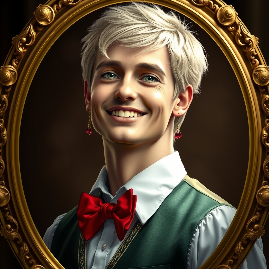 golden frame portrait blonde man laughing by Free AI Image Generator & Maker - No login required✨ | AIGAZOU