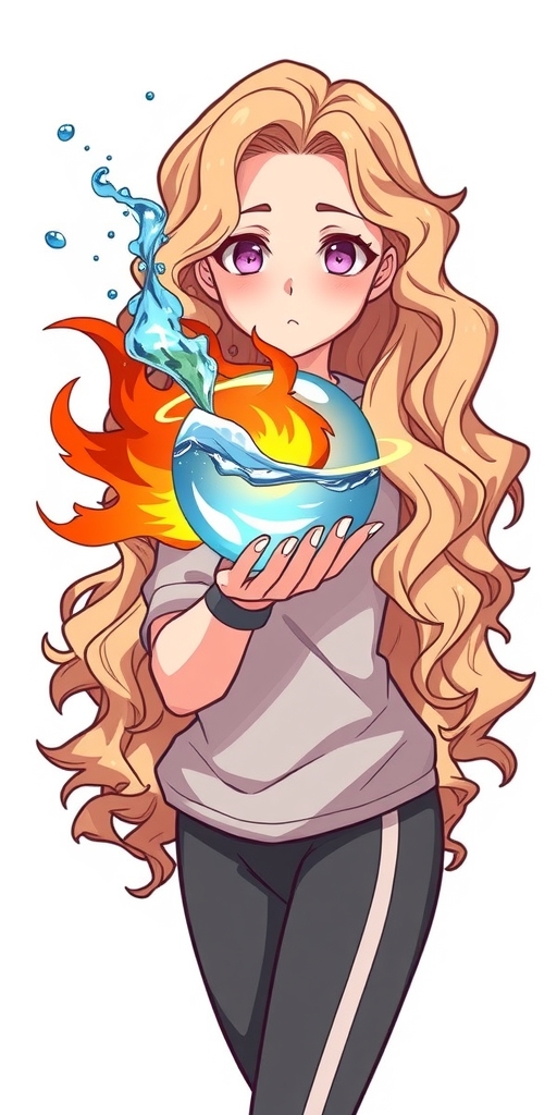 fire water blend ball girl blonde curls triumph sportswear by Free AI Image Generator & Maker - No login required✨ | AIGAZOU