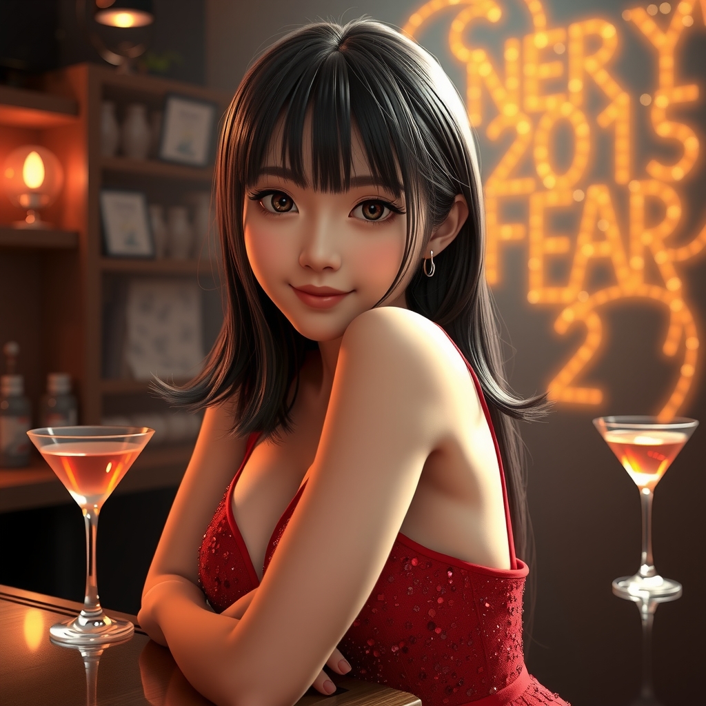 red dress japanese woman night party by Free AI Image Generator & Maker - No login required✨ | AIGAZOU