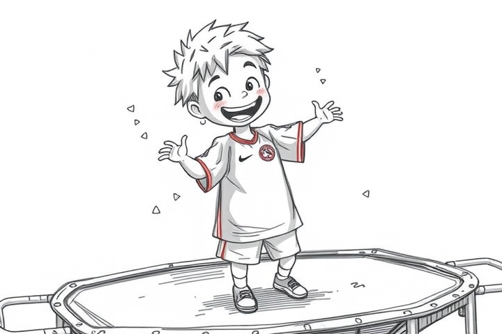 happy german boy on trampoline in bayern munich shirt by Free AI Image Generator & Maker - No login required✨ | AIGAZOU