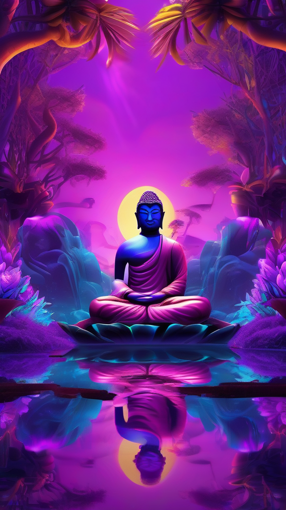neon buddha futuristic jungle glow by Free AI Image Generator & Maker - No login required✨ | AIGAZOU