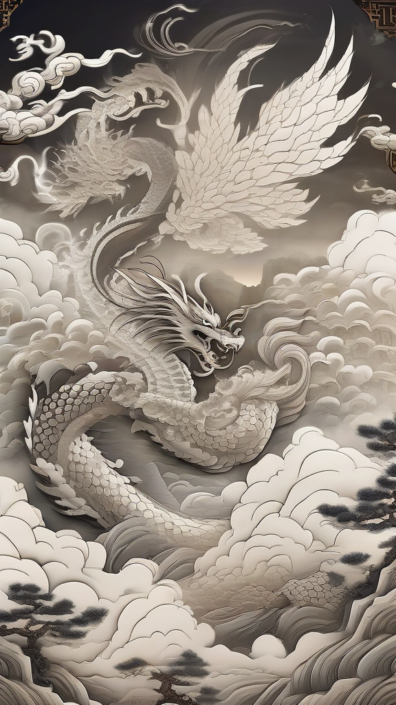 dragon phoenix chinese mythology artwork by Free AI Image Generator & Maker - No login required✨ | AIGAZOU