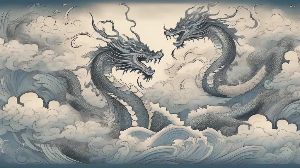 digital artwork traditional chinese ink painting dragons phoenixes by Free AI Image Generator & Maker - No login required✨ | AIGAZOU