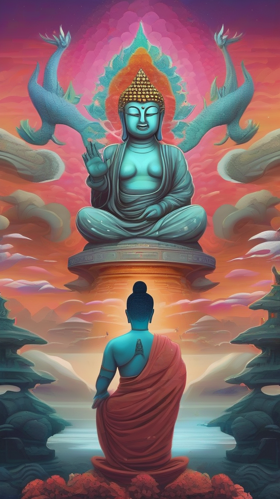 surreal buddha goddess dragon night scene by Free AI Image Generator & Maker - No login required✨ | AIGAZOU